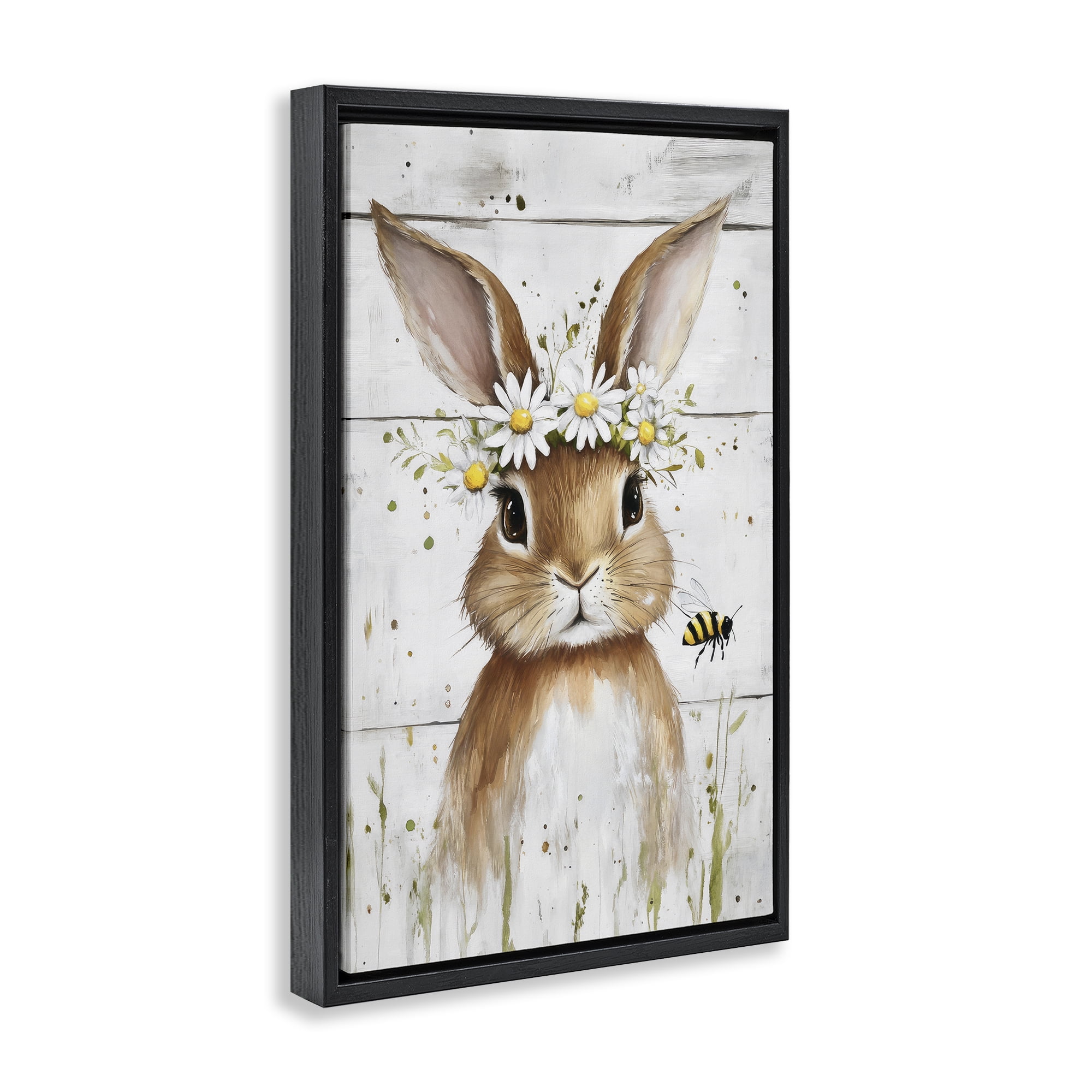 Stupell Industries The Bunny & The Bee Black Framed Floater Canvas Wall Art, design by Tina LeCour