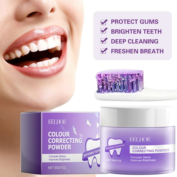 Pasta de dientes en polvo, limpieza bucal, eliminación de manchas, blanqueamiento dental, 80 g, peine de masaje