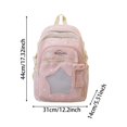 thumbnail image 3 of Celestial Star Commuter Daypack, Textured Cotton-Blend Large Rucksack for Women, Y2K Retro Star Embroidery Backpack with Detachable Star Pouch, Water-Resistant University Bag, 3 of 8