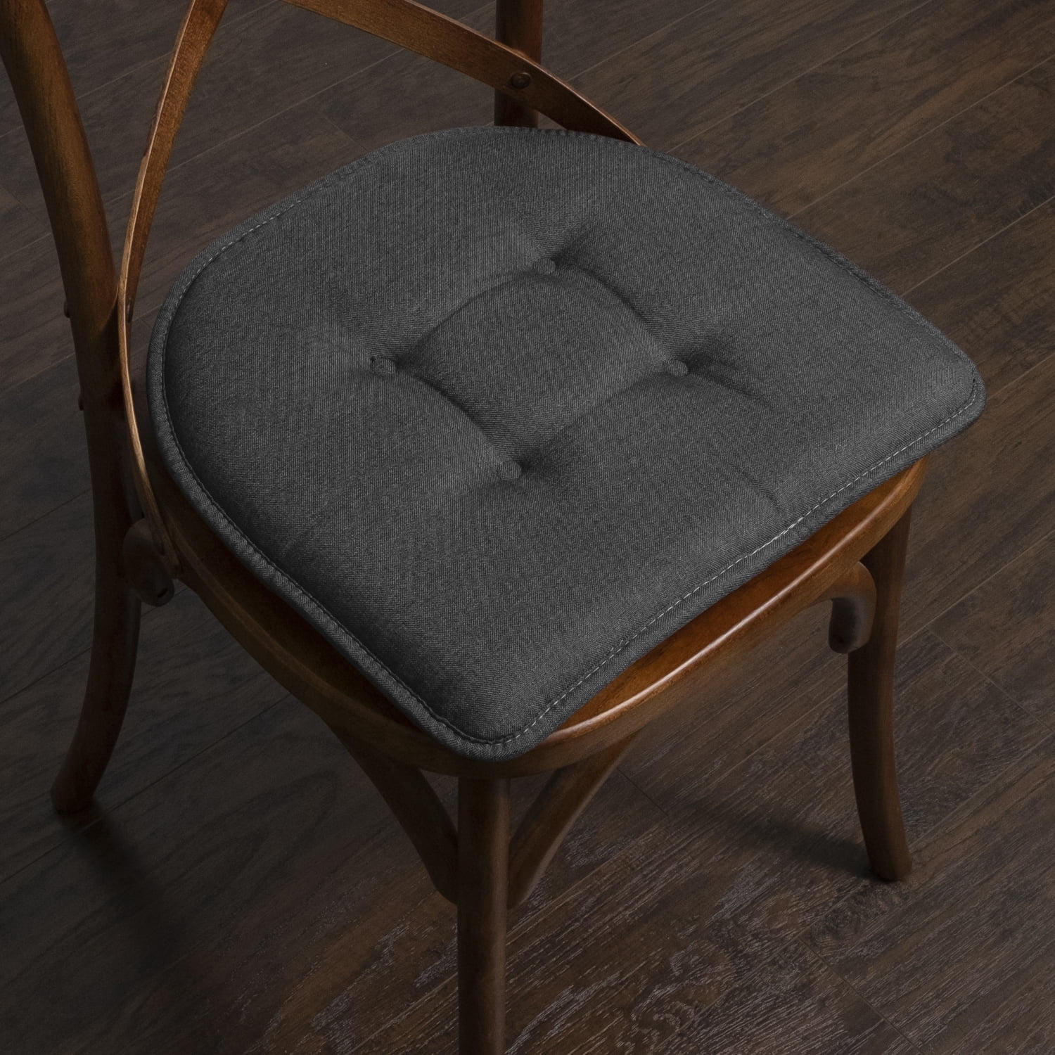 U-Shaped Memory Foam No Slip Back 16 x 16 Chair Pad Cushion 2 Pack - Charcoal