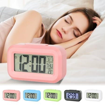 kttectoa Digital Electronic Clock LED Display Stereo Snooze Alarm 12 24 Hour Countdown ABS Material White 3.54x2.17in Easy Read Modern Design Timer for Desk Bedroom Office Christmas Gifts Home