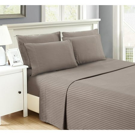 - Charlton Home Perth 6 Piece Ultra Luxe Wrinkle Free Embossed Dobby Stripe Sheet Set