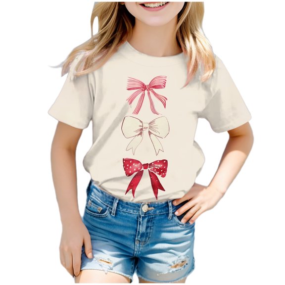 Gerichy Girls Graphic Print T-Shirt Valentines Day Cute Printed Short Sleeve Tshirt Top Printed Top Crewneck Summer Tops