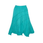 Mogul Womens Medieval Skirt Turquoise Blue Embroidered Gyspy Hippie Chic Long Skirts
