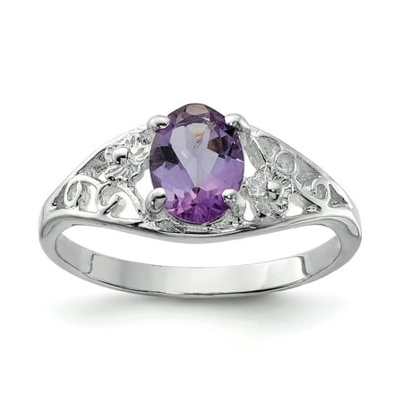 - 925 Sterling Silver Purple Amethyst Band Ring Size 7.00 Stone Gemstone Fine Jewelry For Women Gift Set