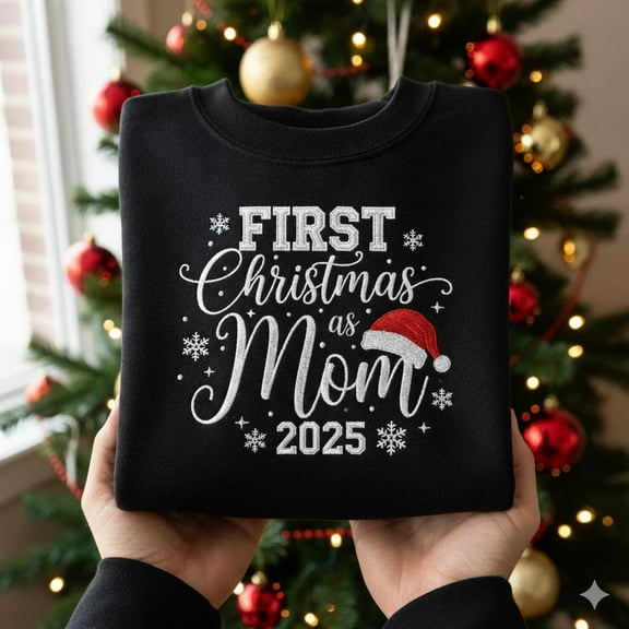 EMBROIDERED First Christmas As Mom Sweatshirt, First Christmas As Dad Sweatshirt, Christmas Mom, Christmas Dad Shirt, Matching Family Xmas