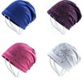 thumbnail image 3 of Qarigey Gorro holgado con diamantes de imitación Skullies Otoño Invierno Color liso elegante algodón elástico doble capa cálido gorro regalo de Sombreros Rosado Qarigey AP013204-03, 3 of 6