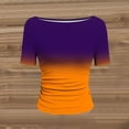 thumbnail image 4 of YUGYXL Gradient Colors T Shirts for Women Casual Crew Neck Short Sleeve Tunic Tops Pleated Slim Fit Fashion Summer Tees Orange Tops XXL, 4 of 7