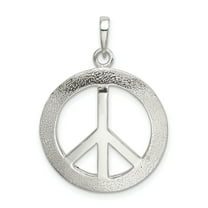925 Sterling Silver Solid Polished and Textured Peace Pendant Necklace 31x22mm Wide Pendant for Women
