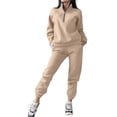 thumbnail image 1 of AMERTEER Spring And Autumn Fashion Casual Hooded Sweater Two Piece Set Long Sleeve Solid Color Fleece Sweetheart Set, 1 of 6
