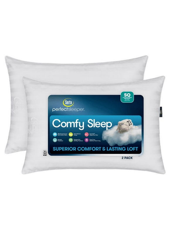 Serta Perfect Sleeper Comfy Sleep Bed Pillow, 2 Pack (Assorted Sizes)QUEEN