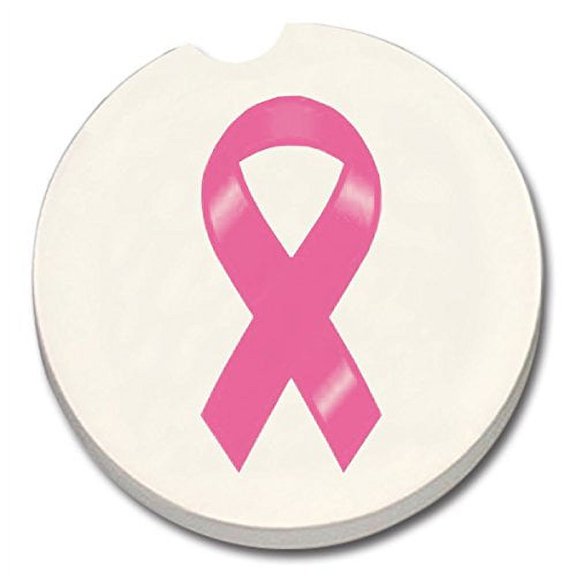 Counterart Absorbent Stone Car Coaster- Breast Cancer Ribbon -Set of 2