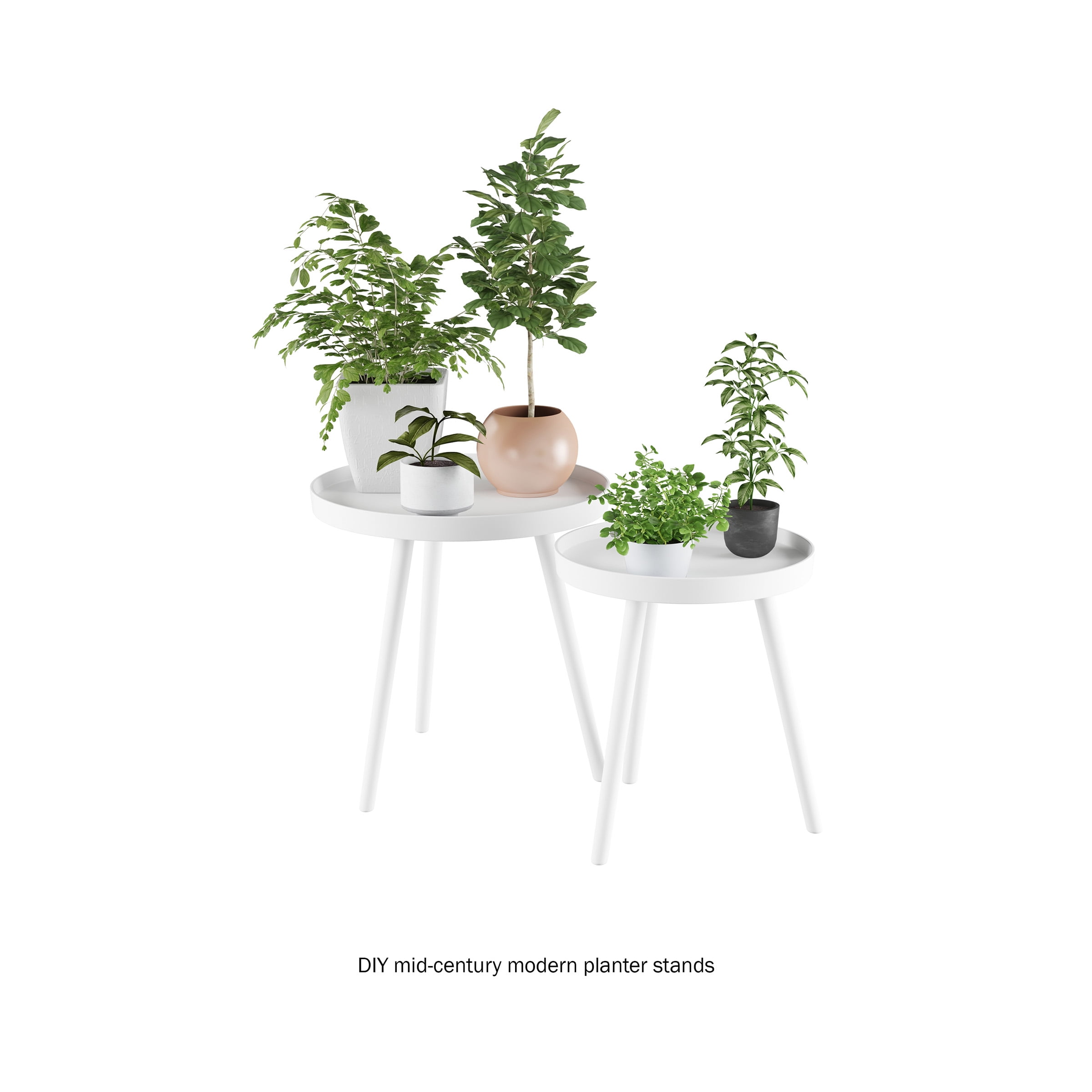 Lavish Home Nesting End Tables Circular Contemporary Decor, Set of 2 (White)