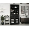 thumbnail image 3 of 100% Solid Wood 32" Bathroom Cabinet with Clear Glass Doors, 2-Drawers and Adjustable Shelves, 3 of 6