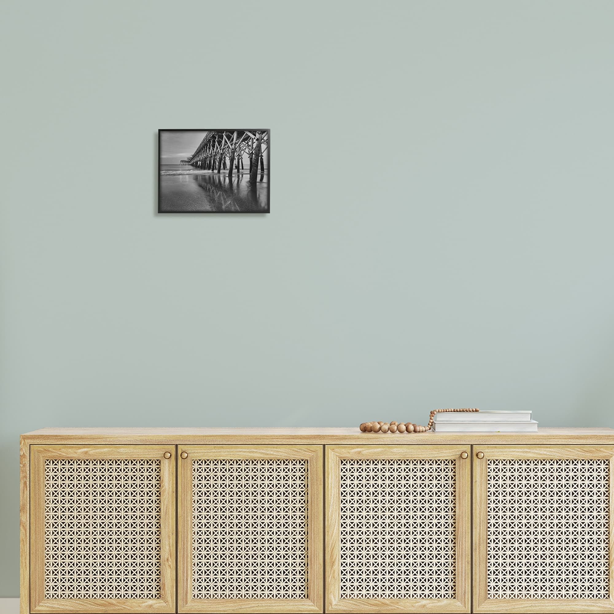 Stupell Industries Grayscale Ocean Photography Tall Water Bridge Dock Framed Wall Art, 20 x 16, Design by Daniel Sproul