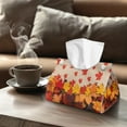 thumbnail image 4 of SEANATIVE Thanksgiving Tissue Box Cover Rectangular PU Leather Tissue Box Holder Fall Maple Leaves Tissue Cover Organizer for Bathroom, Kitchen, Bedroom, Office Desk, Nightstand, 4 of 7