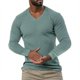 thumbnail image 2 of pstuiky Camisas de manga larga abrigadas para hombre, Suéter de punto con cuello en V para hombre, para deportes y fitness, de manga larga, color liso, informal, de manga larga, con cuello en V. xl, 2 of 3