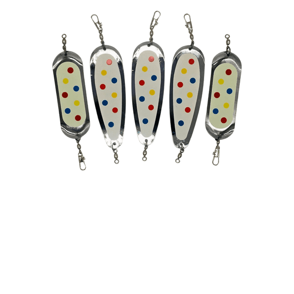 KOKOPROS Kokanee Salmon Finished Flashers Wonder Family 5 Pack 3 Teardrop 5 1/2 in and 2 Skateboard 4 3/4 in.