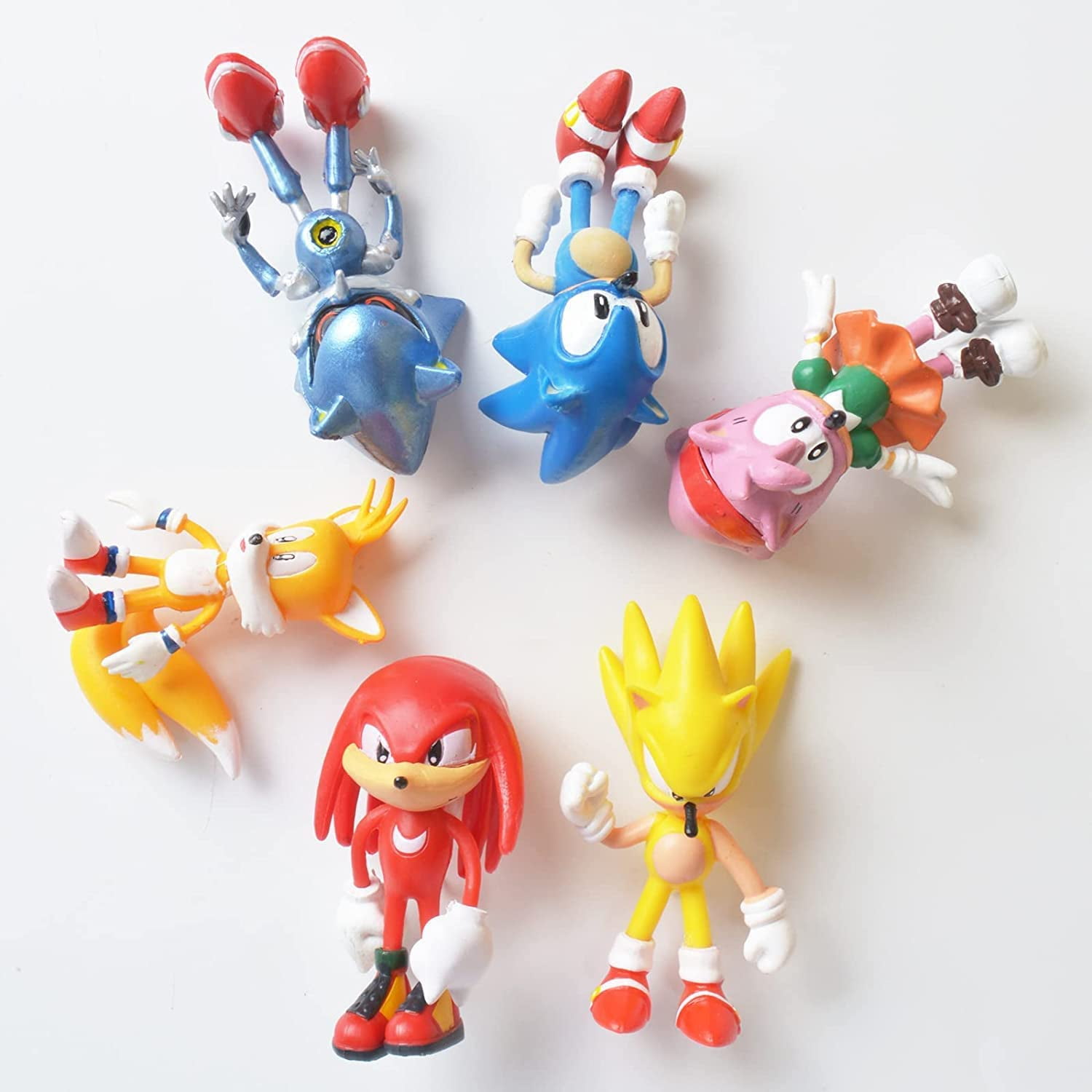 6 Pcs  Sonic The Hedgehog Toys Action Figure，Ideal Gifts & Cake Topper for Boys Girls Fans Birthday Party Favors