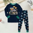 thumbnail image 2 of CAUYDY 5-6T 7-8Y 9-10Y Kids Sleepers Boy Clothing for Child Long Sleeve Top Elastic Waist Pants 2PCS Fall Winter Set Boys Pjs Sizes 6-7 Years,Black, 2 of 6
