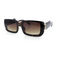 thumbnail image 4 of Womens Unique Exposed Side Lens Rectangular Plastic Mod Fashion Sunglasses Tortoise - Brown, 4 of 6