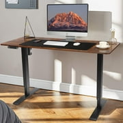 Height Adjustable Electric Standing Desk, 55 inch Computer Stand Up Table, Home Office Gaming Desk With Mouse Pad, Stand and Sit Desk, Brown Finish (Clearance Sale)