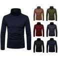 thumbnail image 3 of Winter Men Solid Color High Neck Long Sleeve Slim T-Shirt Warm Bottoming Top Tee, 3 of 8