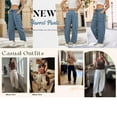thumbnail image 5 of Lentta Womens Baggy Barrel Pants Wide Leg Lounge Drawstring Sweatpants with Pockets, 5 of 7
