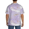 thumbnail image 5 of KLL Lavender Glitter Foil Stripes Print Men's Shirt Short Sleeve Button Down Summer Cuba Beach Shirts- Medium, 5 of 7