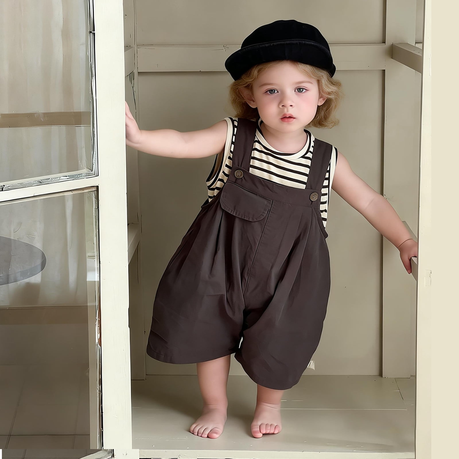 KVPLBQFD Newborn Baby Boys Sleeveless Romper Baby One Piece Casual Overalls Trendy Jumpsuit for Toddler Summer Smocked Clothes