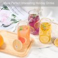 thumbnail image 3 of 4 Pack Glass Cups Set 16oz Drinking Glasses with Bamboo Lids and Straws Beer Glass Tumbler for Mojito Soda Smoothies Whiskey Iced Coffee Cocktail Tea Juice, 3 of 6