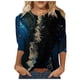 thumbnail image 2 of Pntutb - Camiseta holgada con estampado de moda para mujer, blusa de manga 3/4 de longitud media, cuello redondo, tops casuales Pntutb Pntutb-3452, 2 of 3