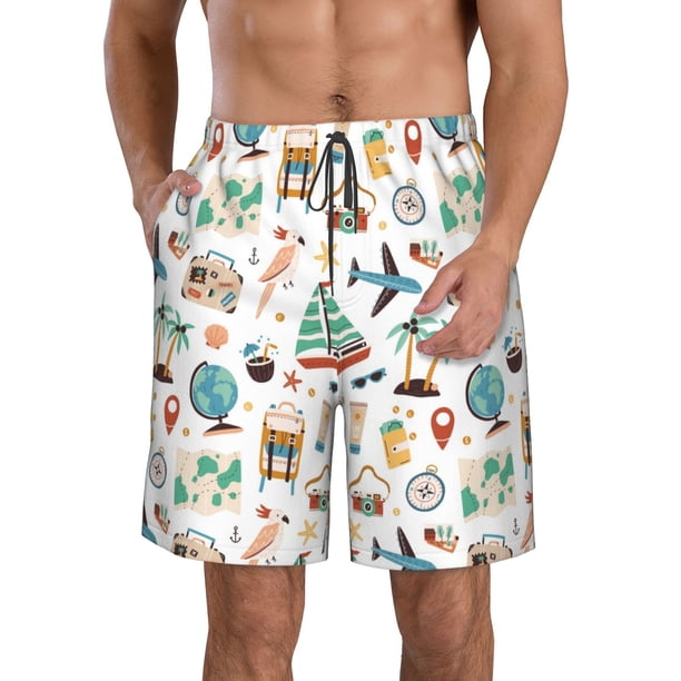 Fotbe Travel1 Trajes de Baño Estampados para Hombre, Shorts de Verano de Secado Rápido, Ropa de Playa, Bañadores-Medium