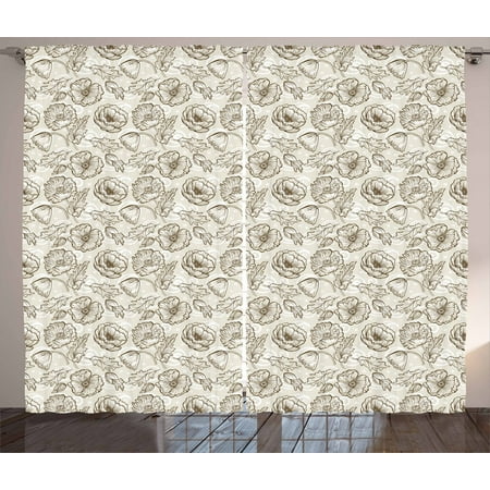 Poppy Curtains 2 Panels Set Contour Flourishing Poppy Flowers