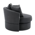 thumbnail image 4 of Barrel Chair, Modern Swivel Accent Chair Sofa Barrel Chair with 3 Pillows, Oversized Linen Upholstered 360° Swivel Round Leisure Chair with Metal Base, Accent Lounge Swivel Chair for Living Room, 4 of 7