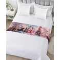 thumbnail image 5 of Pink Christmas Bed Runner for Cal. King Size Bed, Farmhouse Xmas Tree Snowflake Bedspread Protector Slipcover Bed Scarf for Foot Bed Runners & Scarves for Bedroom Hotel Wedding Room 94x20 Inches, 5 of 6