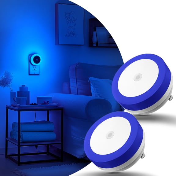 LOHASLED 2 Pack Blue LED Night Light with Dusk to Dawn Sensor