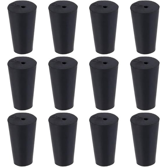 12pcs Rubber Hole Plugs Snap in Flush Type Hole Plugs Post Pipe Insert End Caps for Furniture Fencing Column Black 24.5x14mm Hole: 2.5mm