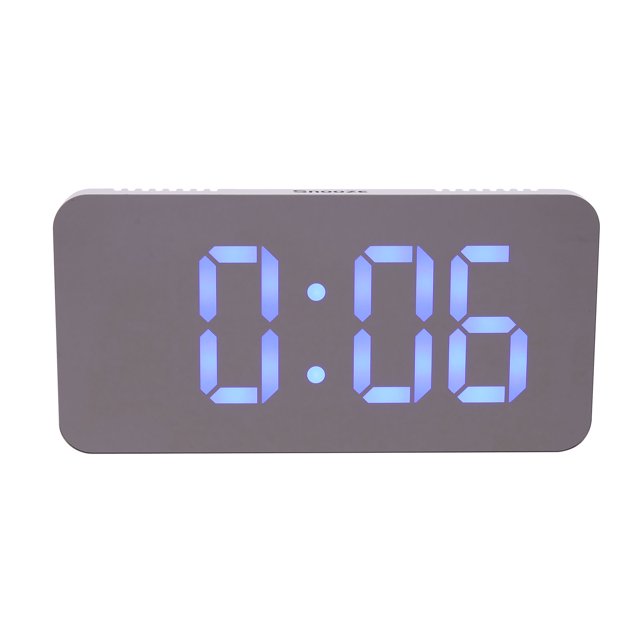 Shisuyan LED Digital Clock with Alarm for Home Simple Grey Plastic Design Fits Any Room Decor 4.7 Inches