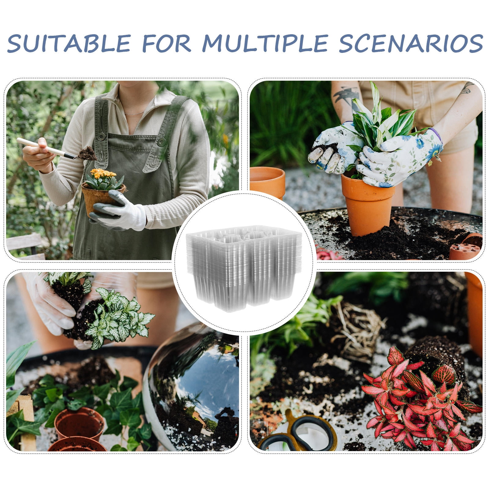 OUNONA 30Pcs Reusable Seed Starter Tray Clear Plastic Germination Tray with Drain Holes for Plants