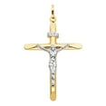 thumbnail image 2 of 14K Two Tone Gold Crucifix Cross Pendant with 3.1mm Figaro 3+1 Chain Chain Necklace - 20", 2 of 4