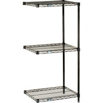Nexel Black Epoxy, 3 Tier, Wire Shelving Add-On Unit, 30"W x 18"D x 34"H