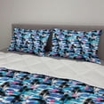 thumbnail image 2 of Tropical Comforter & Sham Bedding Set, Aloha Hawaii with Paradise Island Palm Trees Hibiscus Blossoms Sun Sea, 3 pcs Duvet Set Microfiber Filling Quilt, 5 Sizes, Blue Black Pink, by Ambesonne, 2 of 4