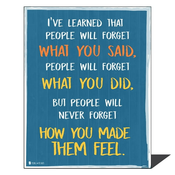 Wise saying by Maya Angelou never forget how you made them feel BLUE wall art perfect for decorating kitchens homes bathrooms bedrooms hallways.