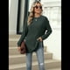 thumbnail image 5 of Camiseta de Larga con Cuello Redondo, Rayas, Color Liso y Abertura para Mujer, Otoño/Invierno 2025, con Bolsillo en el Pecho Verde L, 5 of 9