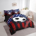 thumbnail image 2 of Manfei Soccer Football 7-Piece Twin Bedding,Patriotic Us Flag Bedding Comforter Set,Red White,Black Reversible, 2 of 7