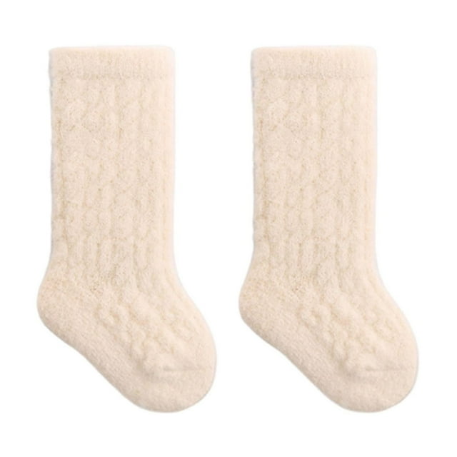HAiming Children's Winter Thermal Socks Thick Cable Solid Color Warm Comfortable Fall Winter Stockings