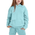 thumbnail image 5 of Girls 2 Piece Outfits Tracksuit Drop Shoulder Hoodie Half Zip Sweatshirt and Sweatpants Joggers Set with Pockets, 5 of 5