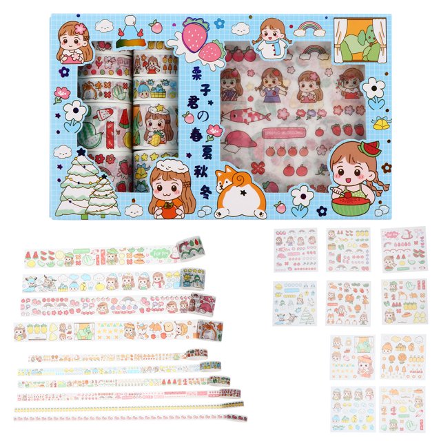 MasteelfCA 1 Set Decorative Scrapbook Adhesive Washi Tapes Cartoon Stationery Stickers