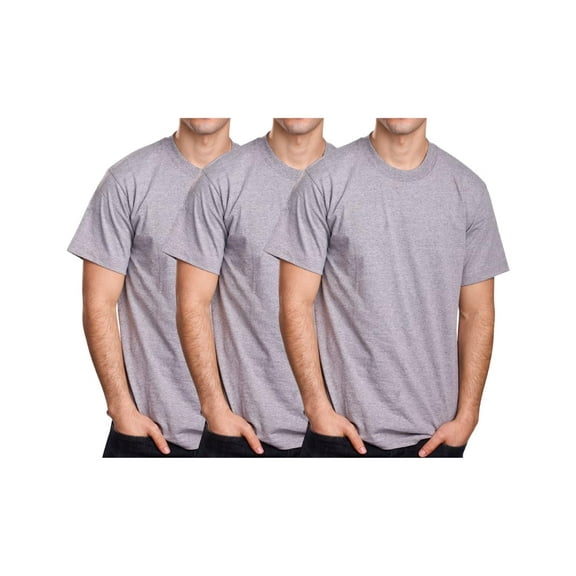 J. METHOD Men's Basic T Shirt – 3 Pack Short Sleeve Crewneck Soft Solid Tee Casual Top Tshirt NEMT119 HGrey XL